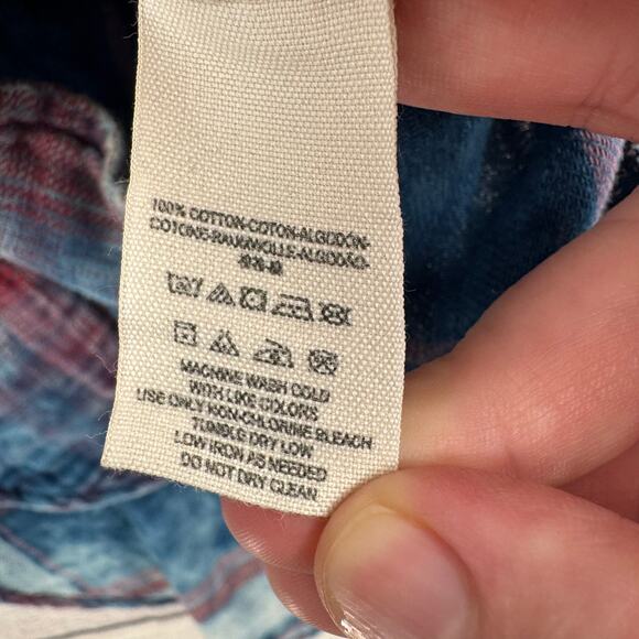 Free People Dip Dye Tunic Shacket Shirt Womens Small Blue Red Purple Button Down - Picture 9 of 13